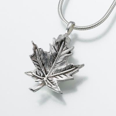 sterling silver maple leaf cremation pendant necklace